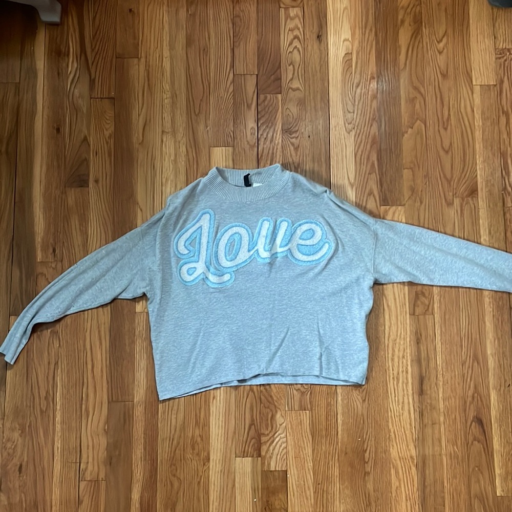 Gray Cropped H&M Love Sweater
